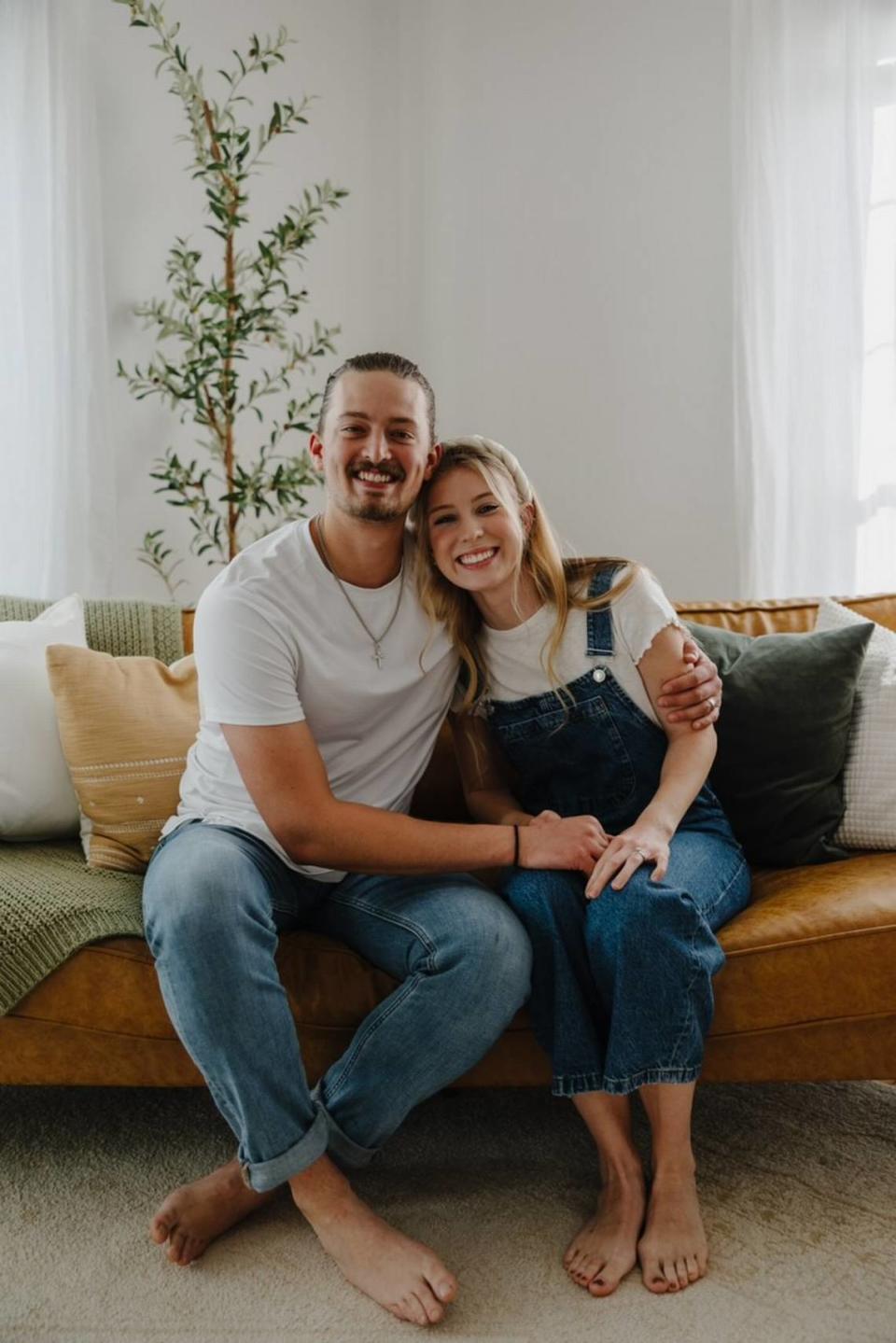 First-time home buyers Evan and Jeanna Ghormley began their home search last year before learning they were pregnant.