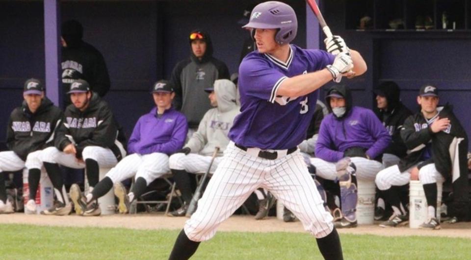 Niagara’s Greg Cullen said when he was six years old that he wanted to play for the Braves, and on Wednesday Atlanta selected him in the MLB draft. (<a href="http://purpleeagles.com/" rel="nofollow noopener" target="_blank" data-ylk="slk:Niagara Athletics;elm:context_link;itc:0;sec:content-canvas" class="link ">Niagara Athletics</a>)