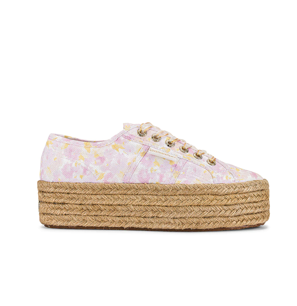 Superga x LoveShackFancy 2790 Flowers Rope Jute Platform Sneaker (Photo via Revolve)