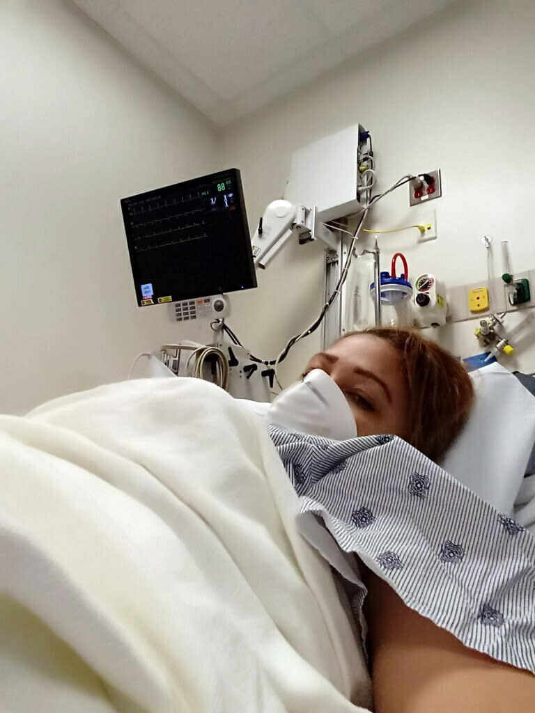 Arely is seen in Johns Hopkins Hospital after being diagnosed with COVID-19, Thursday May 7, 2020, in Baltimore. Having stayed only in her home for months she has no idea how she contracted the virus. (Arely via AP)