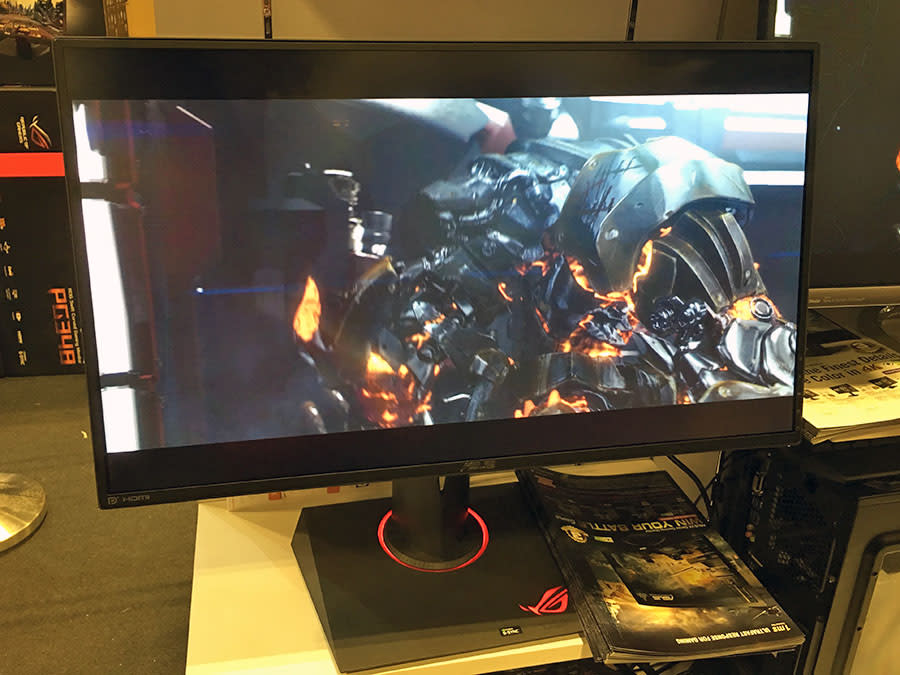 The ASUS ROG Swift PG279Q is a 27-inch IPS monitor with a 2,560 x 1,440-pixel resolution. It supports G-Sync and has a 165Hz refresh rate. Going for $1,309 and comes with free HDMI cable and World of Warship in-game items.