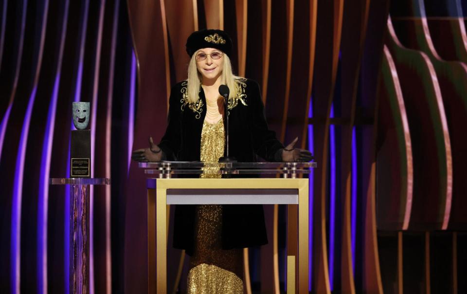 Barbra Streisand accepts the life achievement award.