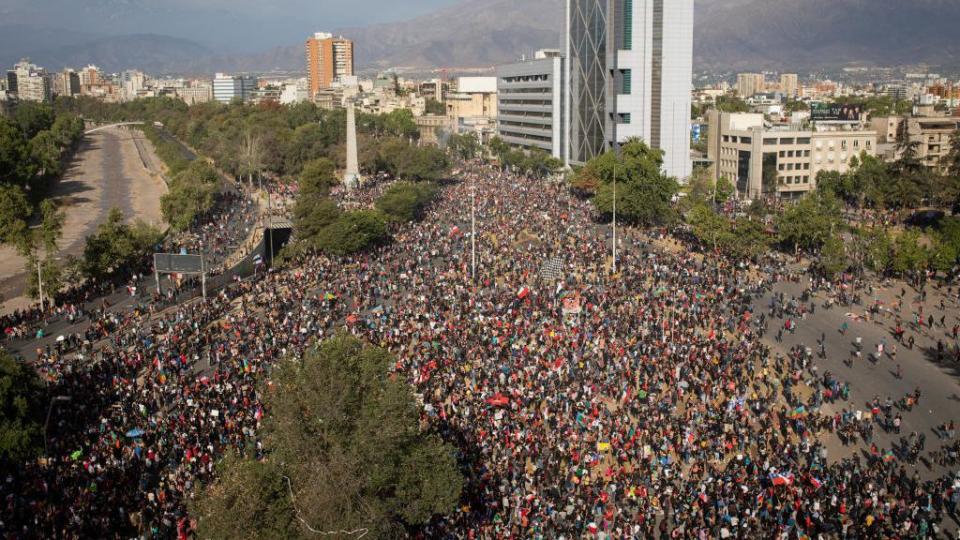 Protesta en Plaza Italia, Santiago de Chile.