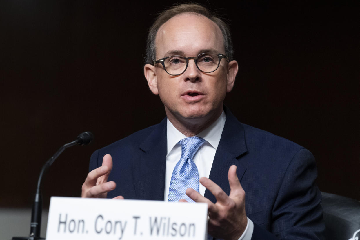 Cory T. Wilson, nominee to be U.S. circuit judge for the Fifth Circuit Court of Appeals, testifies during his Senate Judiciary Committee confirmation hearing on May 20. (Photo: Tom Williams via Getty Images)