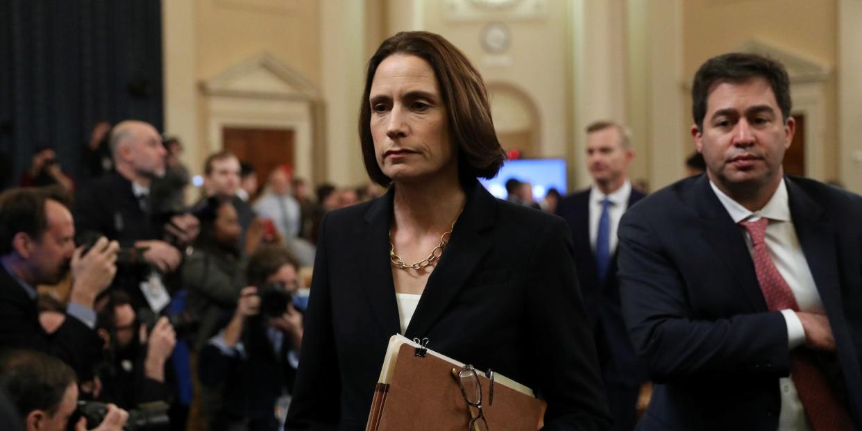 Fiona Hill, former senior director for Europe and Russia on the National Security Council, departs after testifying at a House Intelligence Committee hearing as part of the impeachment inquiry into U.S. President Donald Trump on Capitol Hill in Washington, U.S., November 21, 2019. REUTERS/Loren Elliott