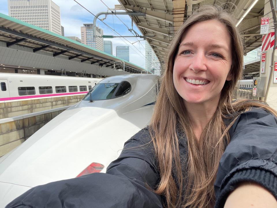 An image of the author's experience riding one of Japan's bullet trains.