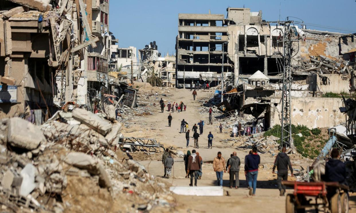 <span>Scenes of destruction in Gaza amid the ongoing war between Israel and Hamas. A number of Australians, including children, remain in Gaza five months after the bombardment began.</span><span>Photograph: Dawoud Abu Alkas/Reuters</span>