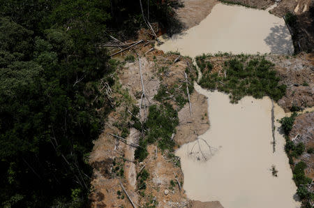 An illegal gold mine is pictured during an operation conducted by agents of the Brazilian Institute for the Environment and Renewable Natural Resources, or Ibama, in national parks near Novo Progresso, southeast of Para state, Brazil, November 5, 2018. REUTERS/Ricardo Moraes