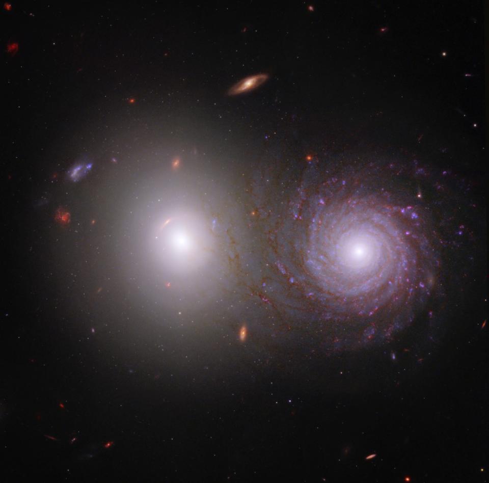 This image of galaxy pair VV 191 includes near-infrared light from Webb, and ultraviolet and visible light from Hubble.