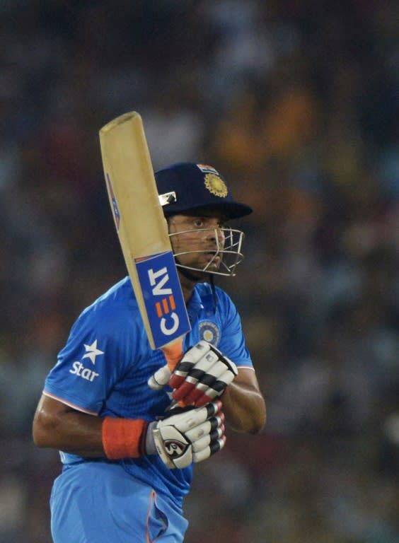 India's Suresh Raina plays a shot during the second T20 cricket match against South Africa at The Barabati Stadium in Cuttack on October 5, 2015