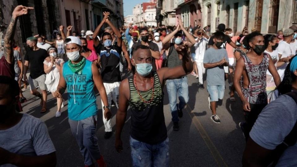 Protesta en La Habana contra el gobierno de Cuba