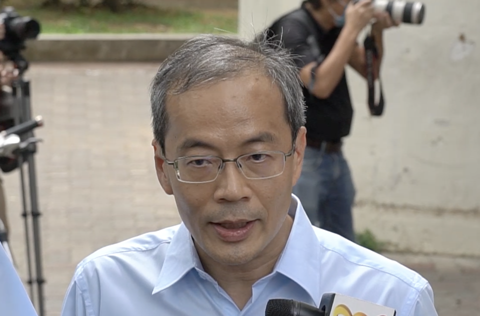 (SCREENSHOT: Workers' Party's ex-NCMP Dennis Tan speaking to reporters at Hougang on 30 June 2020 after the end of submissions by candidates on Nomination Day/Yahoo News Singapore)