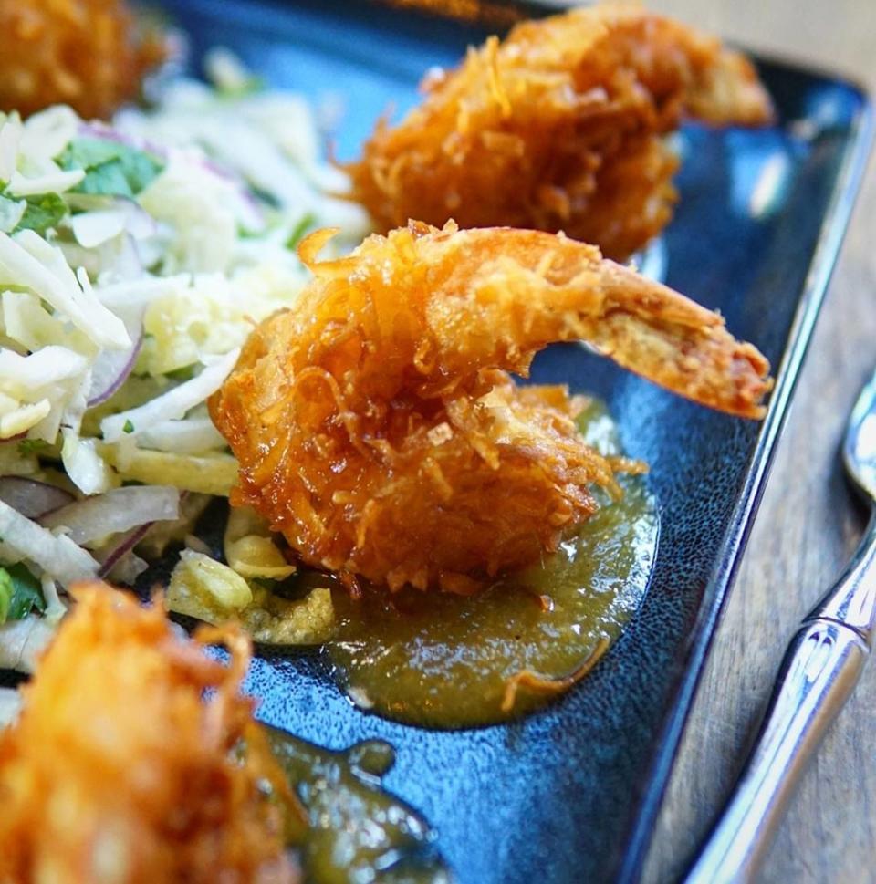 A Tommy Bahama Restaurant and Marlin Bar will be joining the lineup of dining places coming to Center Point at Waterside, 6516-6600 University Parkway. Shown above is the coconut shrimp.