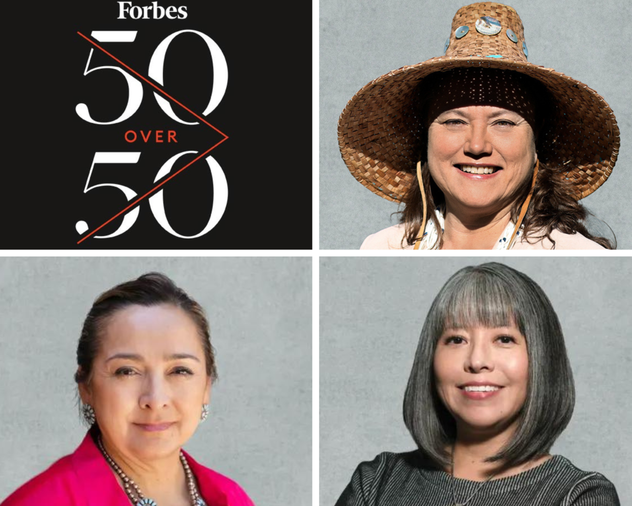 Fawn Sharp, President of the National Congress of American Indians; Stephine Poston, Co-founder of Native Women Lead, and Cynthia Chavez Lamar, Director of the National Museum of the American Indian, Smithsonian Institution. (photos: Forbes, graphic by Kaili Berg)