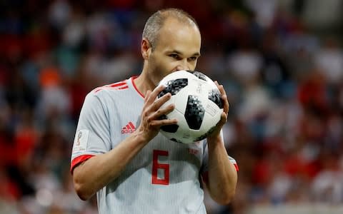 Andres Iniesta with the ball - Credit: REUTERS/Carlos Barria