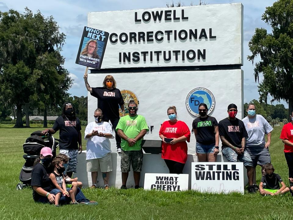 This file photo shows protesters in front of the Lowell Correctional Institution. They were there demanding justice on behalf of Cheryl Weimar.