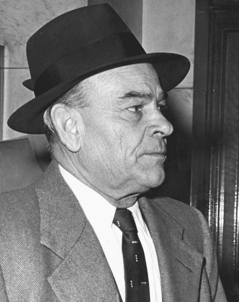 Frank "Buster" Wortman in the federal courthouse in East St. Louis in February 1962 during his trial on income-tax charges. Wortman did not like having his picture taken, but couldn't avoid it during the seven-week trial. Fred Norris says Wortman used to play golf at the Grand Marais Golf Club where Norris caddied. He says Wortman would often tip him well over the typical amount. 