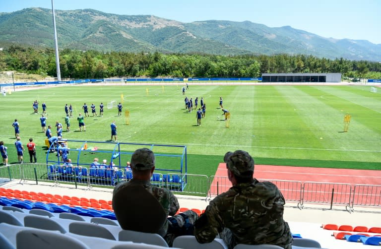 Sweden's players train at their picturesque base at Gelendzhik