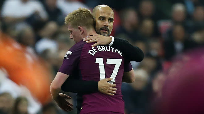 Support: City’s Kevin De Bruyne has backed manager Pep Guardiola.