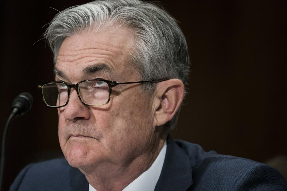 WASHINGTON, DC - FEBRUARY 12: Federal Reserve Board Chairman Jerome Powell testifies during a hearing on "The Semiannual Monetary Policy Report to the Congress," in front of the Senate Banking, Housing and Urban Affairs Committee in the Dirksen Senate Office Building on February 12, 2020 in Washington, DC. (Photo by Sarah Silbiger/Getty Images)