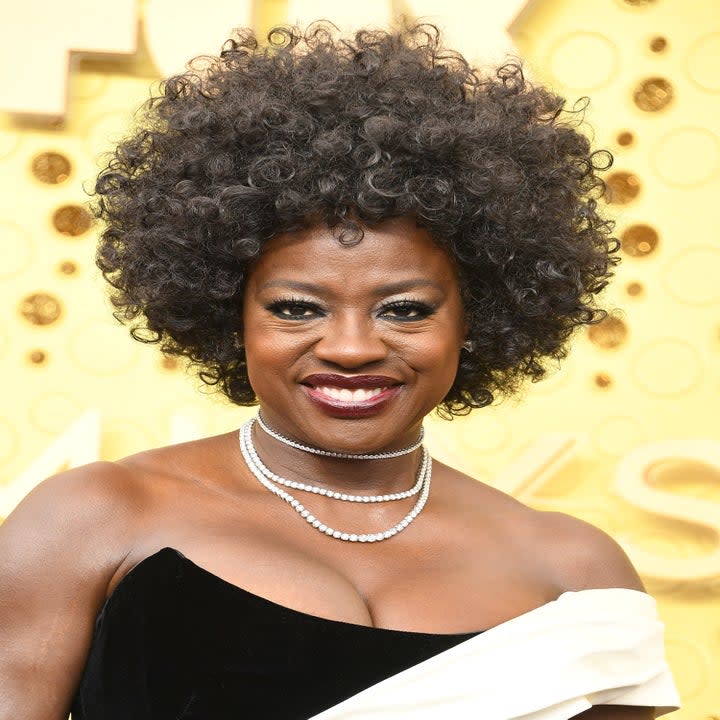 Close-up of Viola Davis in a strapless outfit