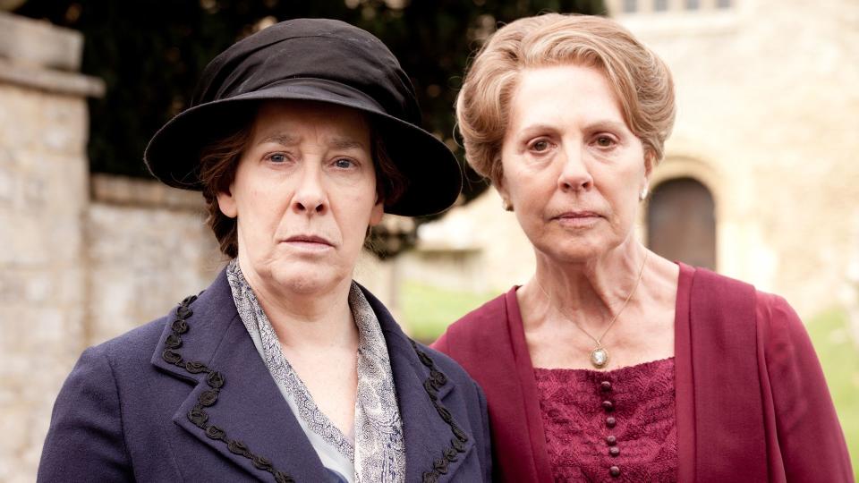 Phyllis Logan as Mrs Hughes and Penelope Wilton as Isobel Crawley in Downton Abbey 