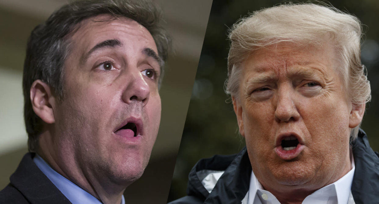 Michael Cohen and President Trump. (Photos: Alex Brandon/AP, Evan Vucci/AP)