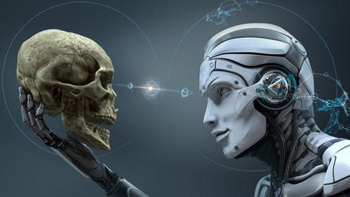   <span class="attribution"><a class="link " href="https://www.shutterstock.com/image-illustration/robot-artificial-intelligence-observing-human-skull-649367017" rel="nofollow noopener" target="_blank" data-ylk="slk:William Bradberry/Shutterstock;elm:context_link;itc:0;sec:content-canvas">William Bradberry/Shutterstock</a></span>