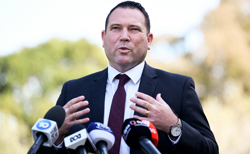 James Johnson, pictured here speaking to the media in Sydney.