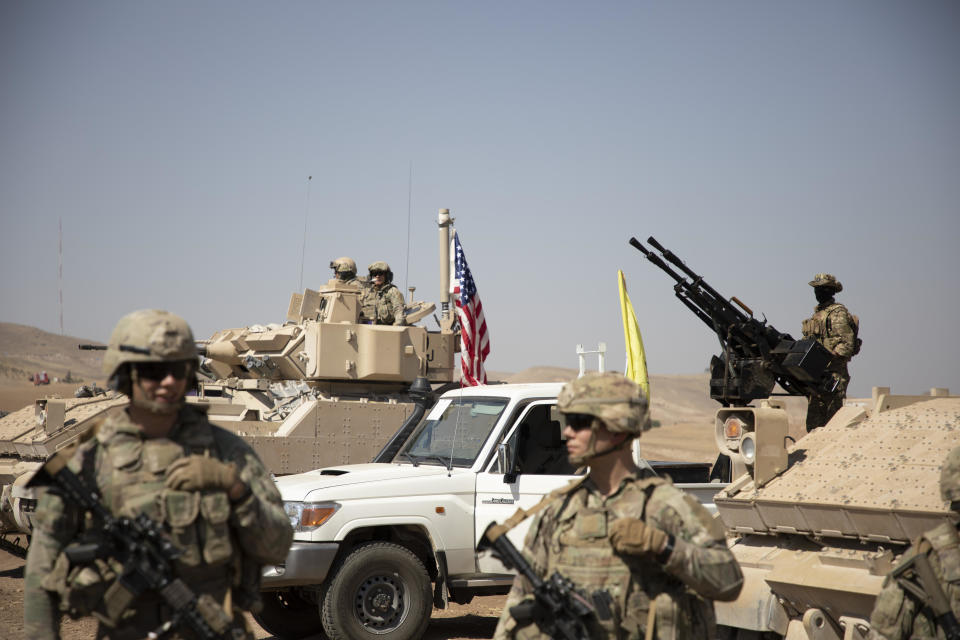 U.S. forces provide military training to members of Kurdish militias at the Al-Malikiyah district in Syria's Al-Hasakah province, September 7, 2022. / Credit: Hedil Amir/Anadolu Agency/Getty