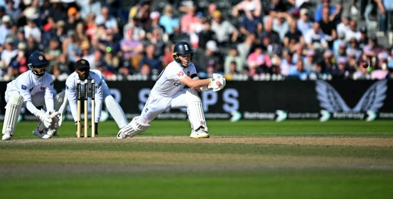 Sweeping up: England stand-in captain Ollie Pope oversaw a five-wicket win against Sri Lanka in the first Test at Old Trafford (Paul ELLIS)