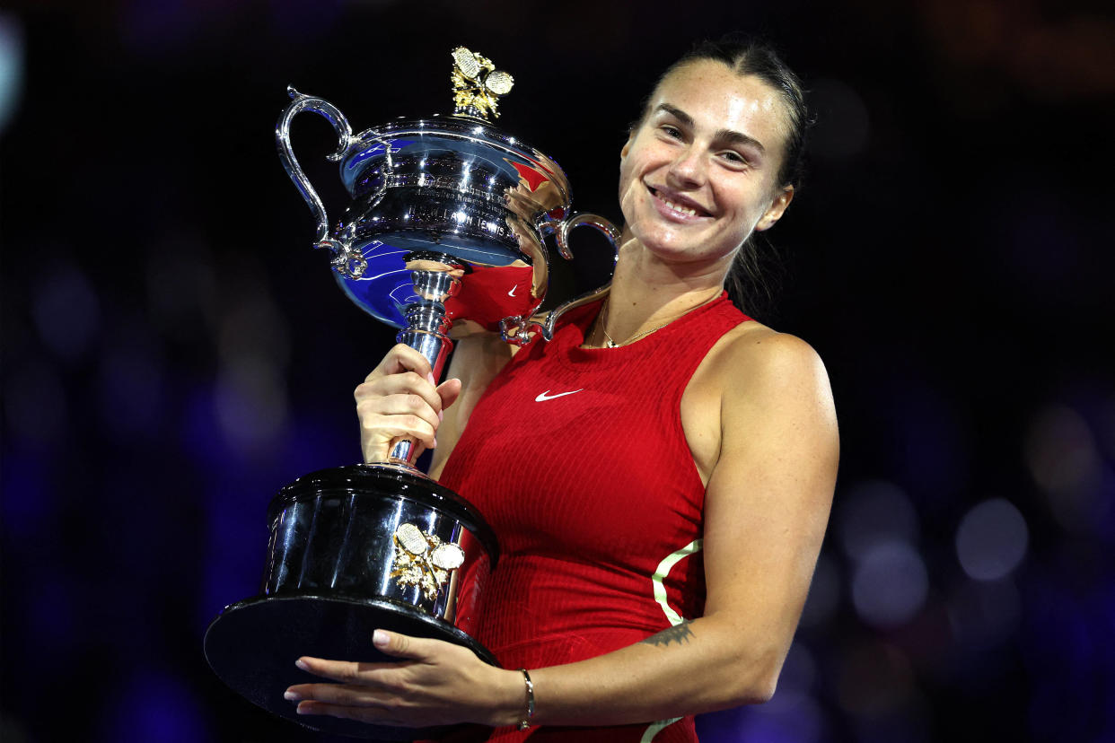 Aryna Sabalenka, ici après sa victoire en finale de l’Open d’Australie, à Melbourne, ce 27 janvier.