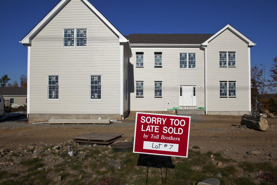 New homes being built in Westchester County, New York. Housing starts have rebounded. These single-family luxury homes, built by the TOLL Brothers, are pre-sold. (Photo by ANDREW HOLBROOKE/Corbis via Getty Images)