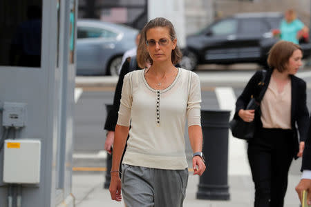 Clare Bronfman, an heiress of the Seagram's liquor empire, arrives for a hearing on charges in relation to the Albany-based organization Nxivm at the United States Federal Courthouse in Brooklyn at New York, U.S., July 25, 2018. REUTERS/Brendan McDermid