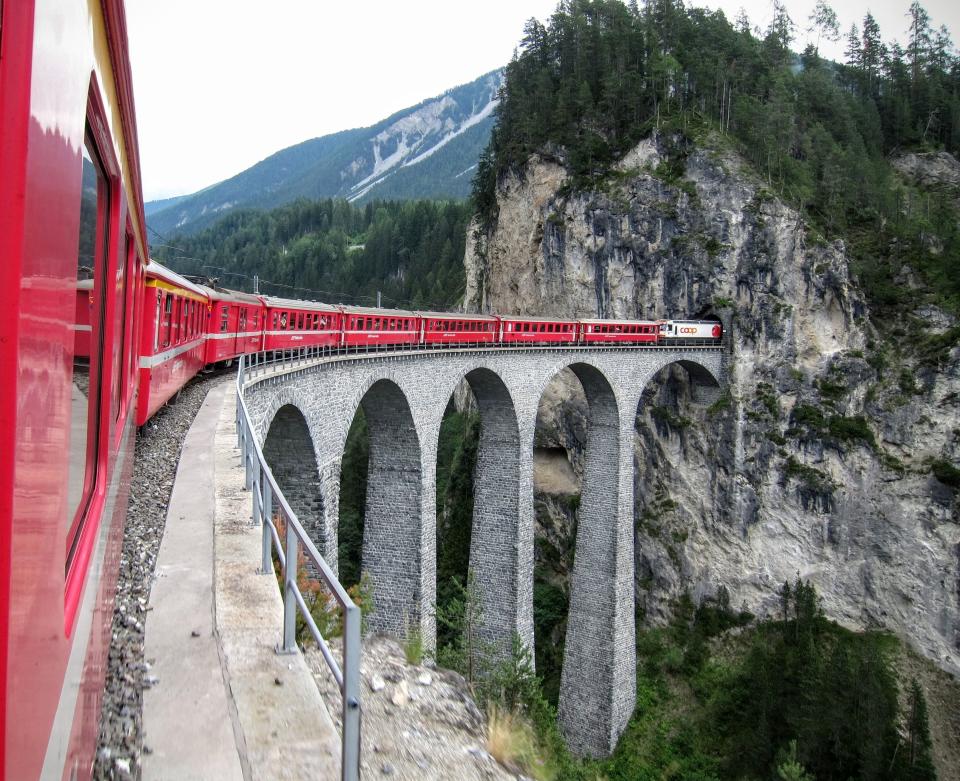 Train from Chur to St. Moritz