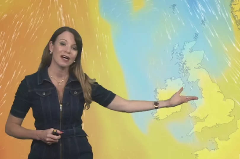 BBC weather presenter Elizabeth Rizzini delivering a forecast