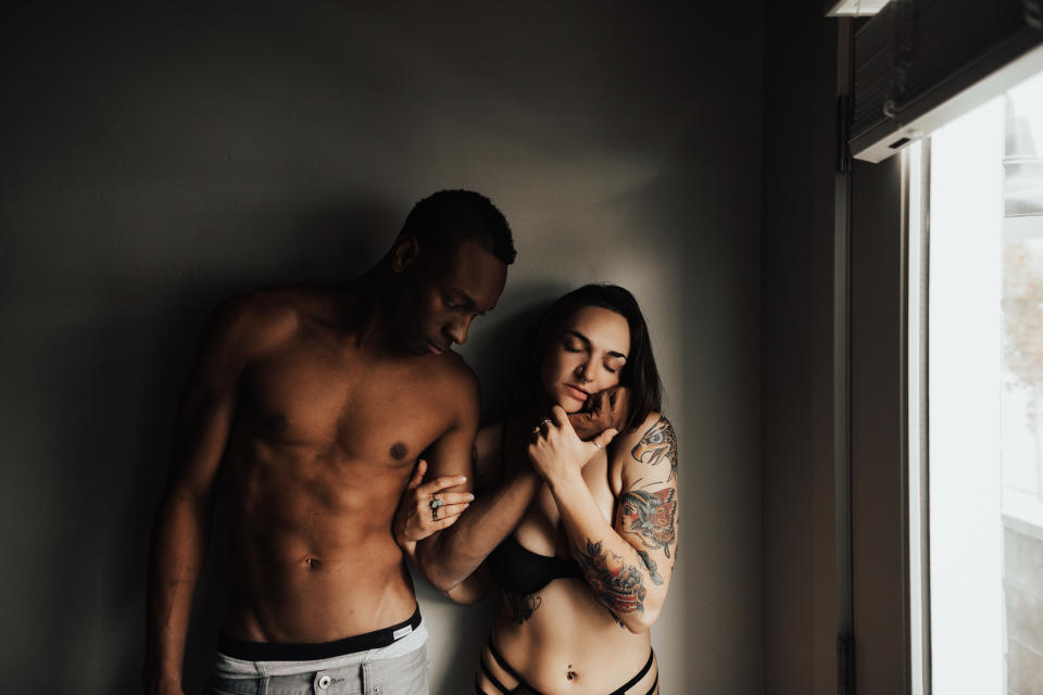 "It was so fun rolling around and being prompted to love on my already lovable husband. It was fun to play with how we interacted when alone vs. being photographed and how natural it is to do anything with one another. The experience was very enjoyable and liberating!" &mdash; <i>Winter B.</i> 