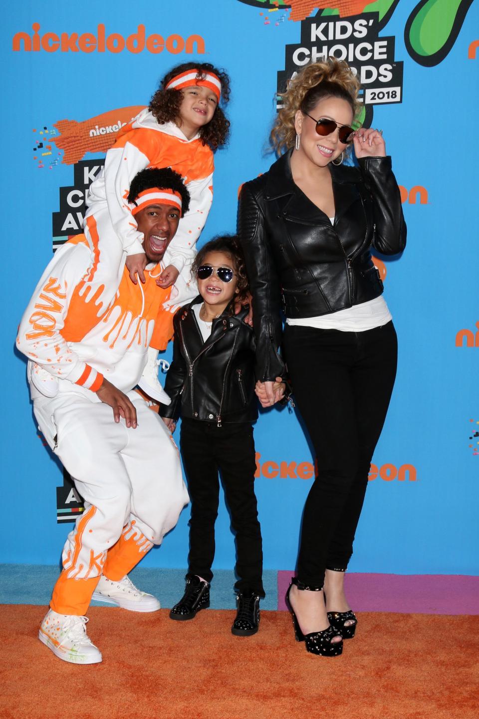 Nick Cannon, Moroccan Cannon, Mariah Carey, Monroe Cannon at arrivals for Nickelodeon''s 2018 Kids'' Choice Awards, The Forum, Inglewood, CA March 24, 2018. Photo By: Priscilla Grant/Everett Collection