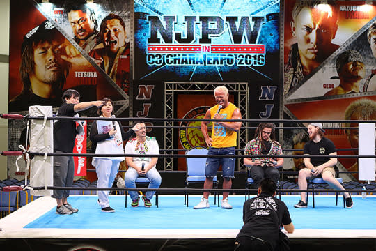 A talk show with pro-wrestlers Ryusuke Taguchi, Tomaki Honma, Juice Robinson and David Finlay (Photo: Sharlene Sankaran/Yahoo Singapore)