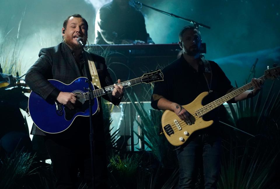 Luke Combs performs "Going, Going, Gone" at the 2023 Grammy Awards in Los Angeles.