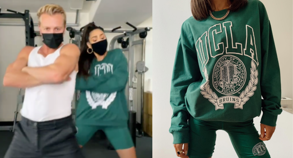 Shay Mitchell showed off her serious dance moves in a $174 loungewear set. Images via TikTok/ShayMitchell, Princess Polly.