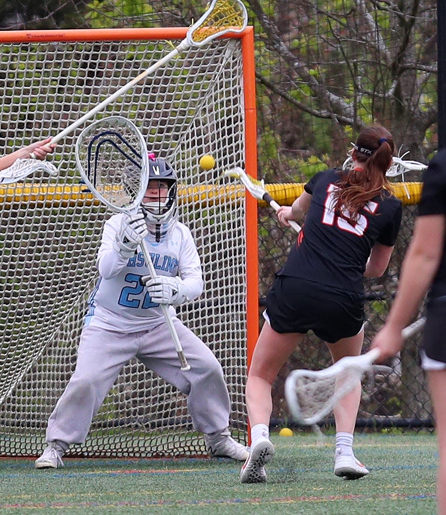 Ursuline defeated Mamaroneck 11-7 in girls lacrosse action at the The Ursuline School in New Rochelle April 19, 2024.