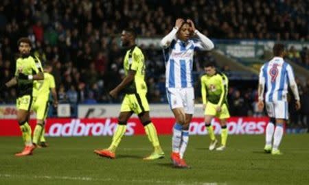 Britain Football Soccer - Huddersfield Town v Reading - Sky Bet Championship - The John Smith's Stadium - 21/2/17 Rajiv Van La Parra of Huddersfield Town reacts after having a penalty kick saved Mandatory Credit: Action Images / Ed Sykes Livepic