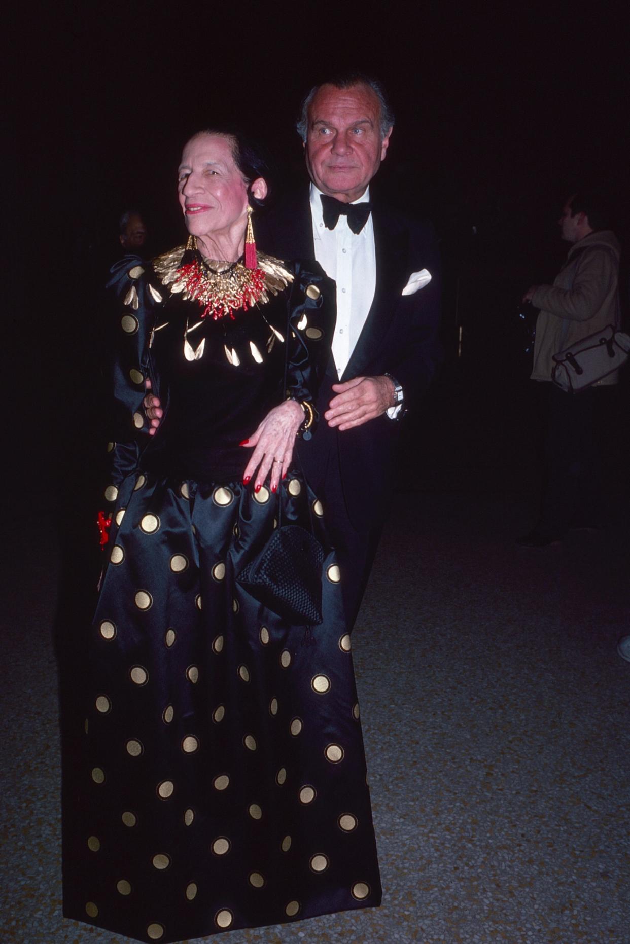 Diana Vreeland and Bill Blass at the Met Gala in 1981.