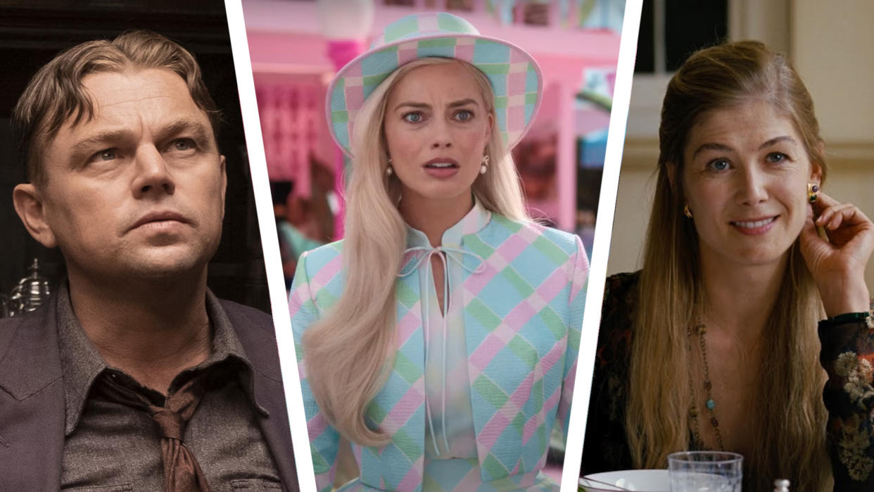 Killers of the Flower Moon, Barbie, and Saltburn all got major snubs at the Oscar nominations for 2024. (Paramount/Warner Bros/Amazon Studios)