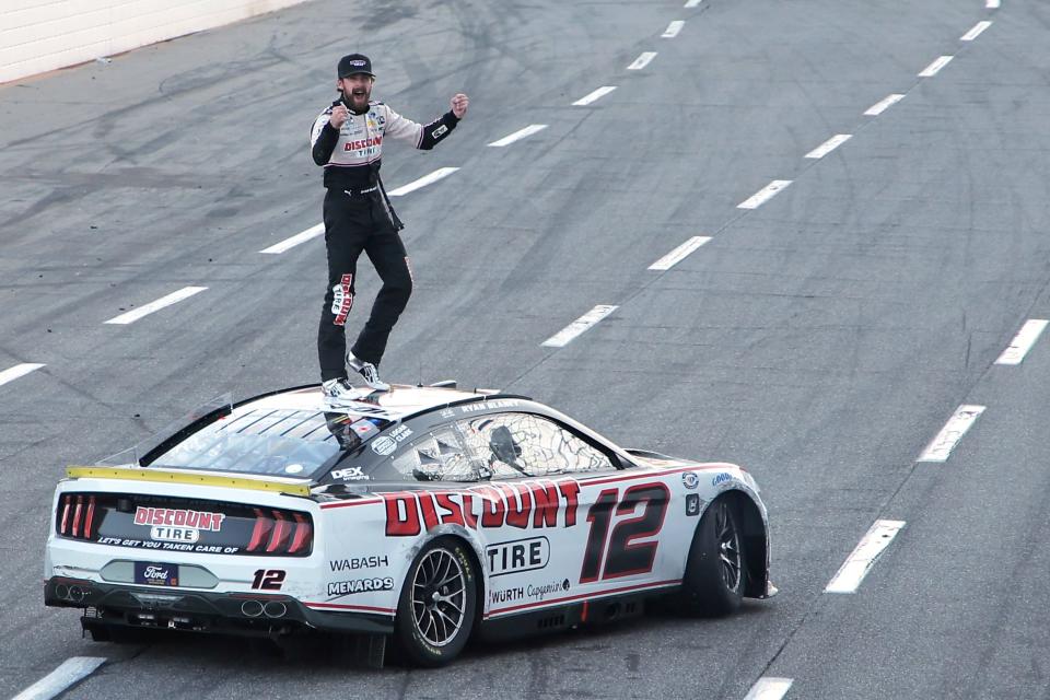 Ryan Blaney punched his ticket into the NASCAR Championship 4 on Sunday with a win at Martinsville.