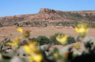 Le plateau de Thaba-Bosiu au Lesotho, en octobre 2015, au sommet duquel se trouve la tombe de Moshoeshoe Ier. . PHOTO CHRIS JACKSON/Getty Images/AFP