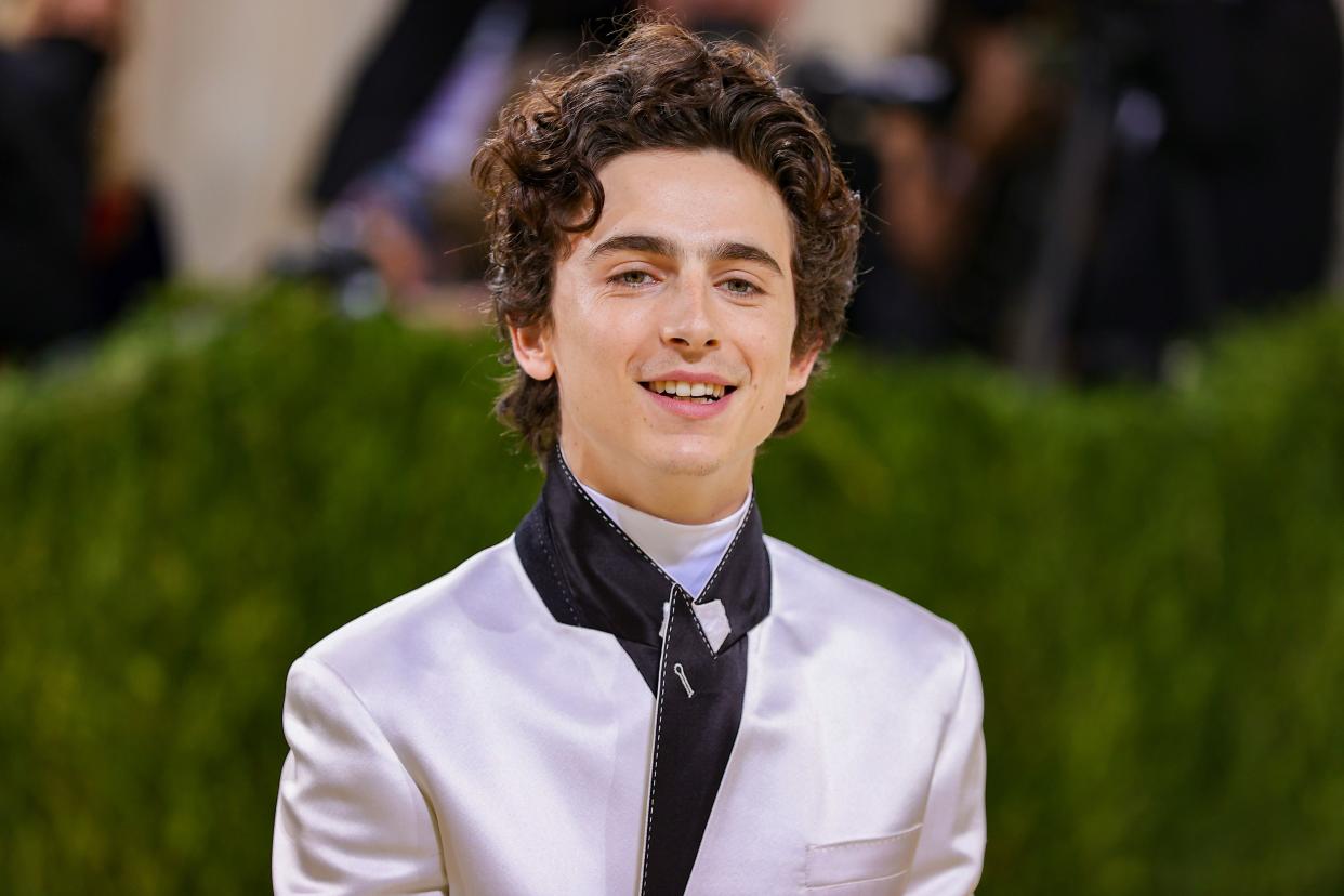 Co-chair Timothée Chalamet attends The 2021 Met Gala Celebrating In America: A Lexicon Of Fashion at Metropolitan Museum of Art on Sept. 13, 2021 in New York.