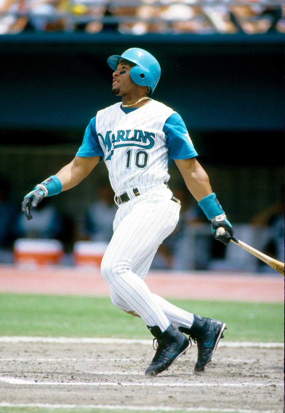 1994, Miami, FL, USA; FILE PHOTO; Florida Marlins right fielder Gary Sheffield in action at the plate at Dolphin Stadium during the 1994 season. Mandatory Credit: RVR Photos-USA TODAY Sports