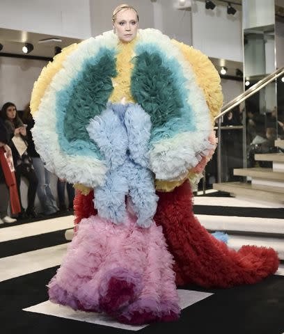 Steven Ferdman/Getty Gwendoline Christie walks the runway for the Tomo Koizumi show during New York Fashion Week on February 8, 2019